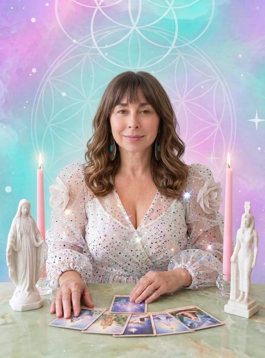 Palomah Star con cartas de tarot